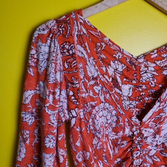 Free People Orange Floral Blouse - Picture 4 of 10